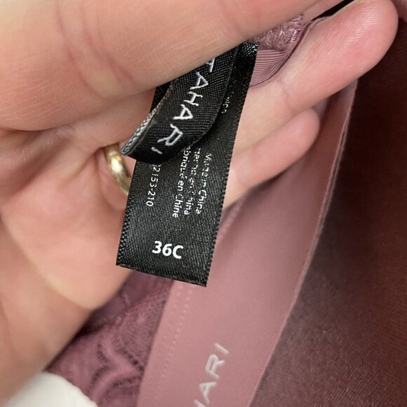 Tahari Mauve Push Up Lace Trim Raw Hem Bra Size 36C - Picture 4 of 4